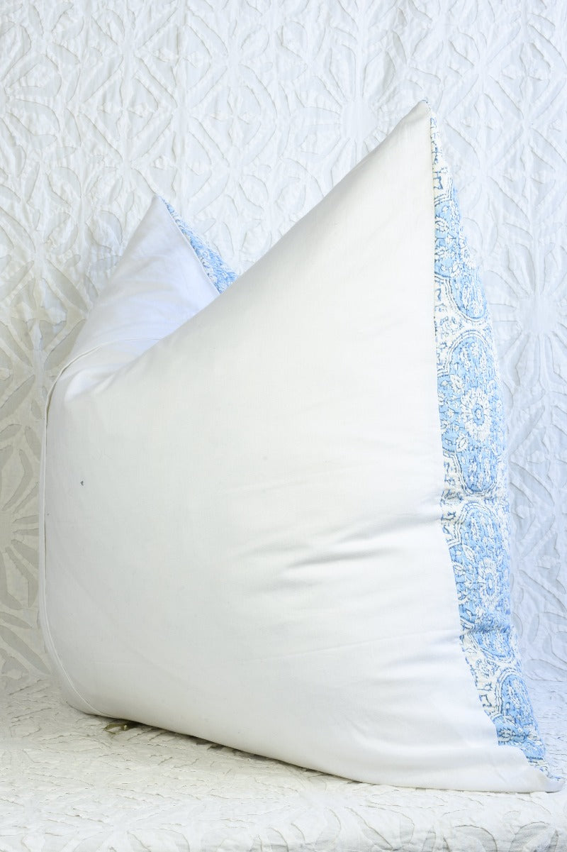 Blockprinted Pillow - Soft Blue Tierra del Lagarto