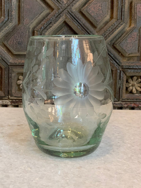 Floral Monogrammed Stemless Wine Glass