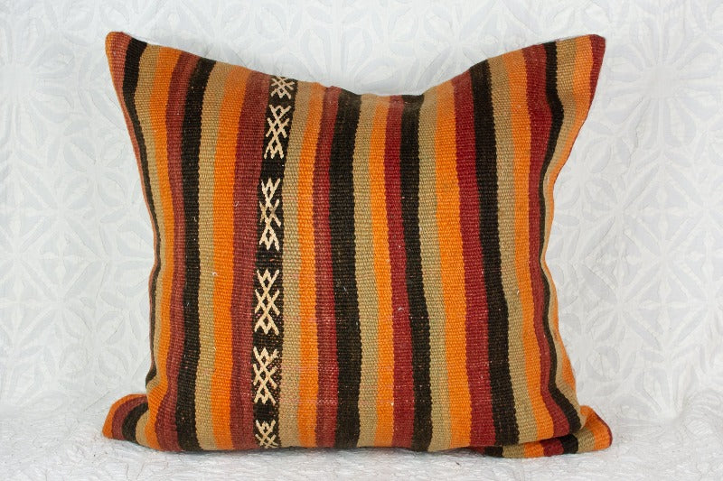Moroccan Kilim Striped Pillow Tierra del Lagarto