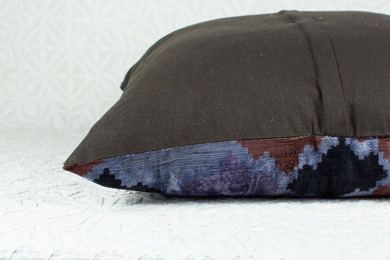 Silk Velvet Ikat Pillow in deep Purple and Indigo Tierra del Lagarto