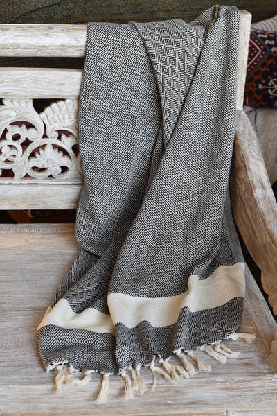 Gray And Cream Cotton Turkish Towel