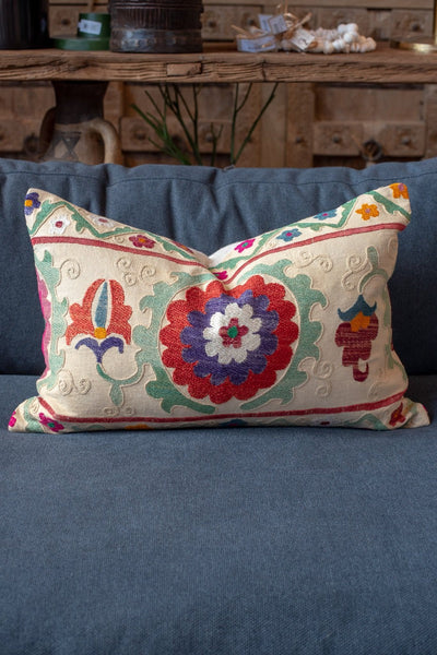 Vintage Suzani Lumbar Pillow