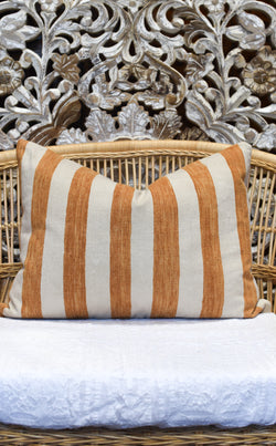 Ochre and Cream Striped Anatolian Pillow