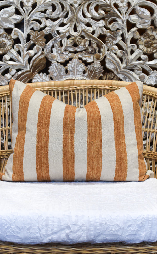 Ochre and Cream Striped Anatolian Pillow