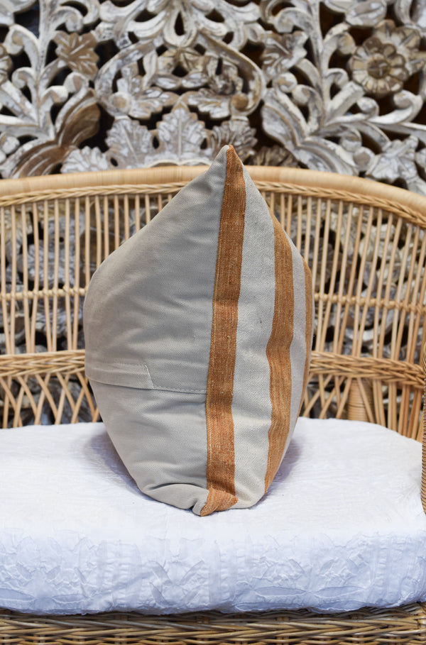 Ochre and Cream Striped Anatolian Pillow