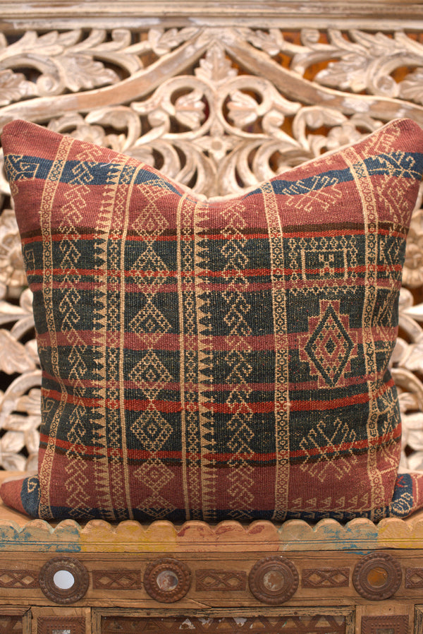 Vintage Kilim Pillow from Tajikistan