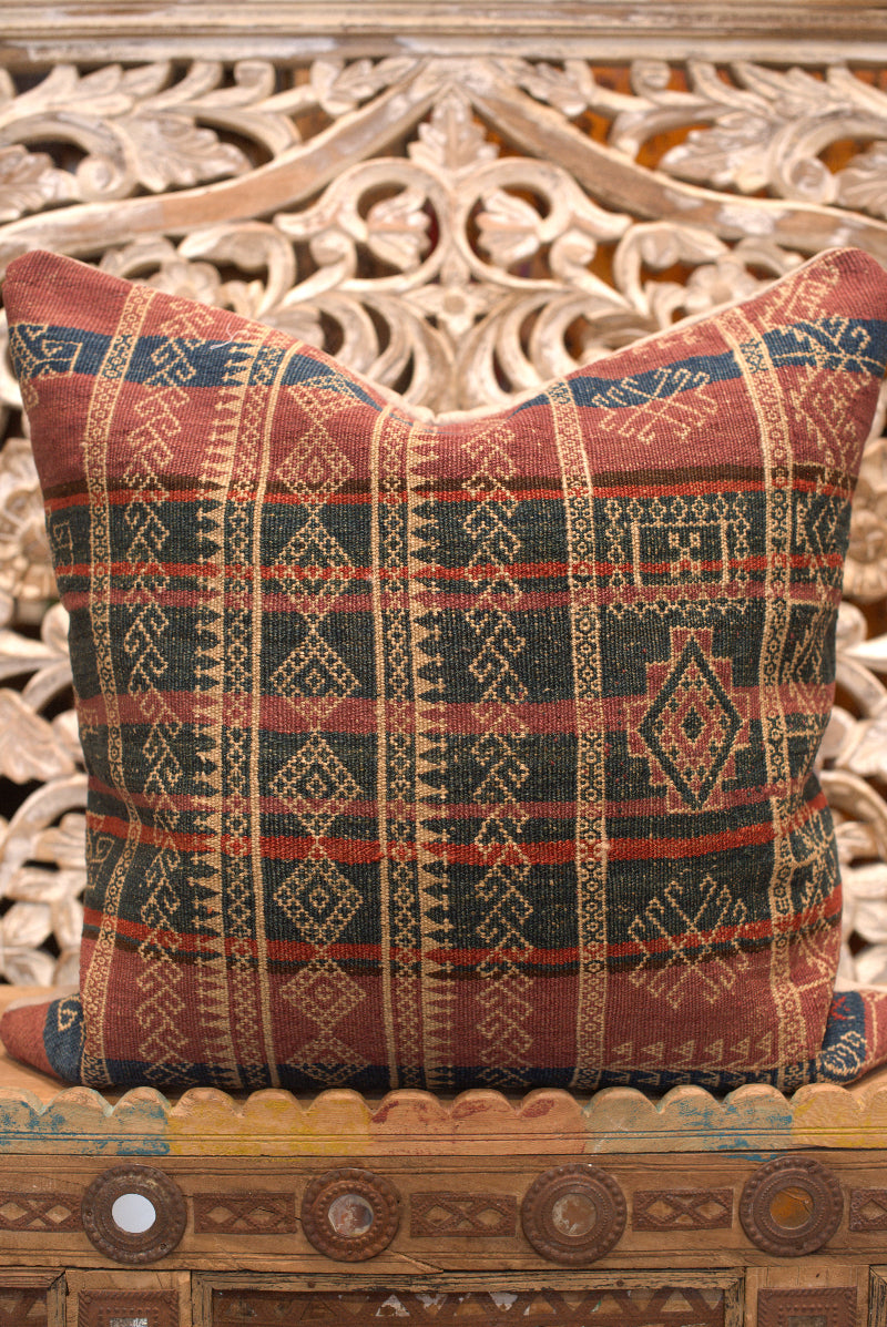 Vintage Kilim Pillow from Tajikistan