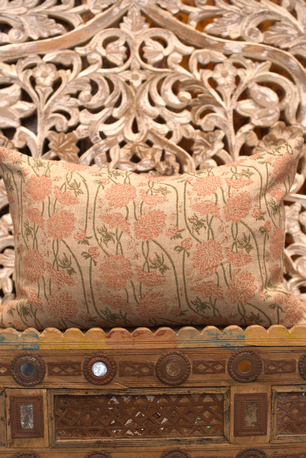Floral Linen Block Print Pillow