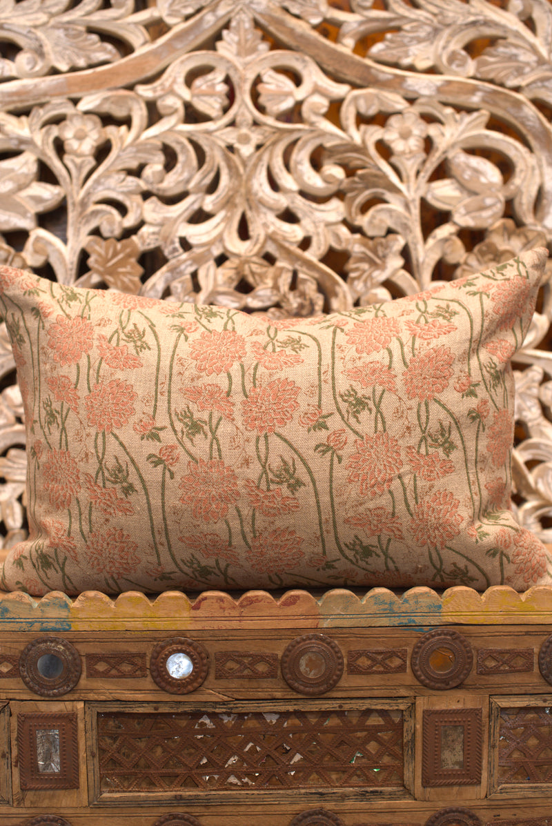 Floral Linen Block Print Pillow