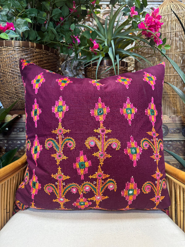 Vintage Red Gujarati Skirt Pillow
