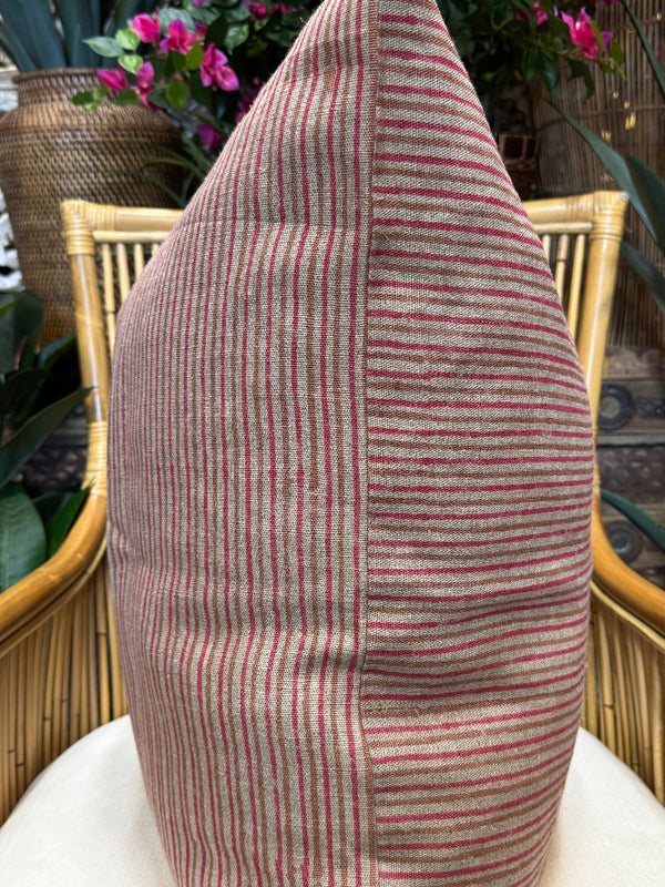 Striped Block Print 24" Linen Pillow