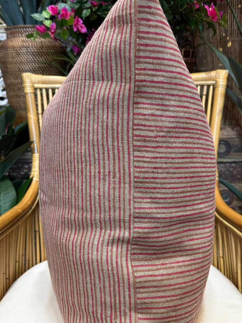 Striped Block Print 24" Linen Pillow