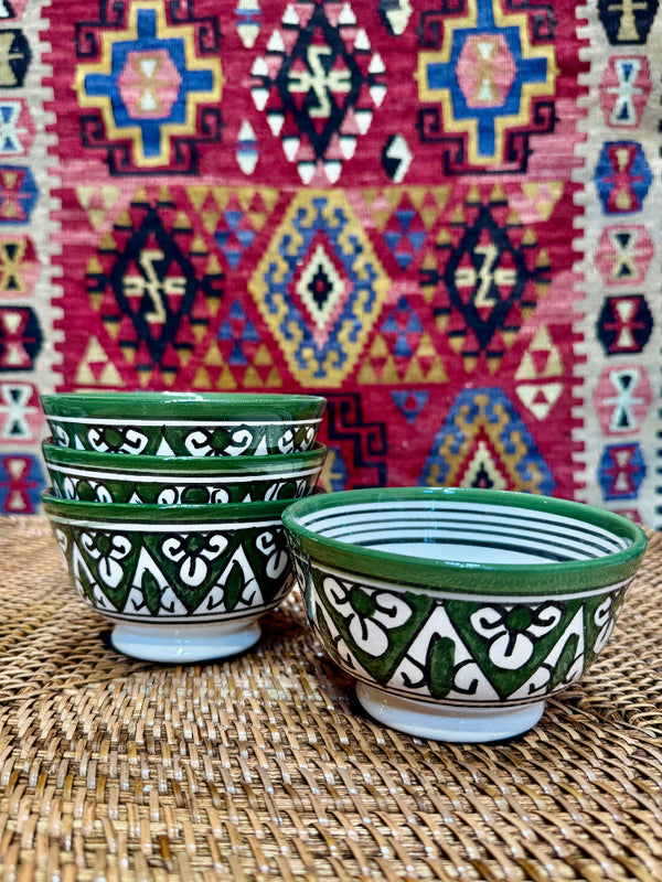 Green and White Moroccan Bowl