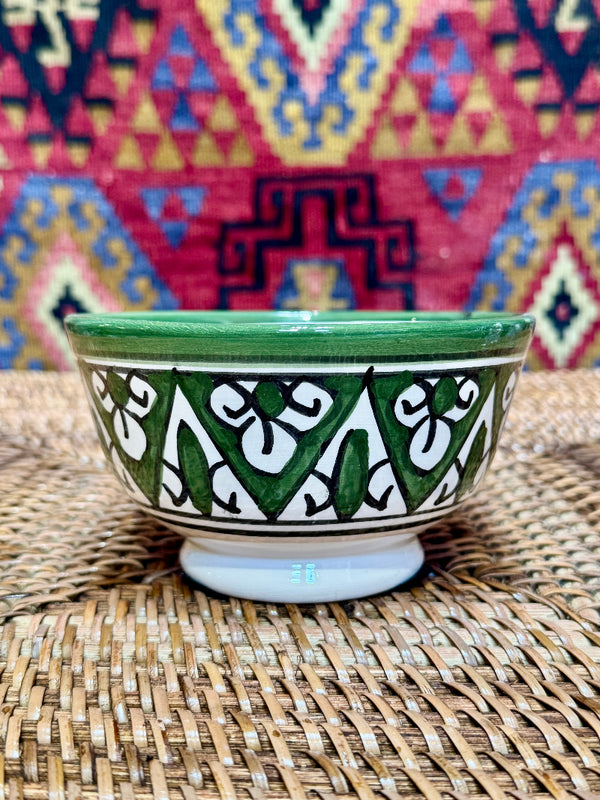Green and White Moroccan Bowl
