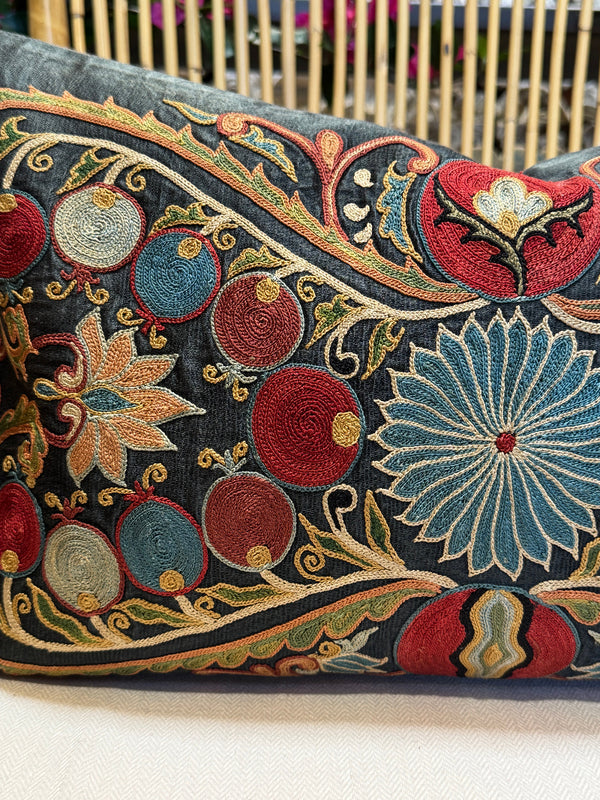 Silk Suzani Lumbar Pillow
