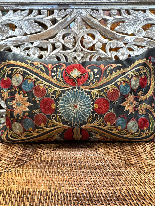 Silk Suzani Lumbar Pillow