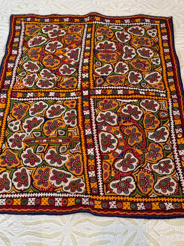 Vintage Embroidered Gujarati Wallhanging Textile