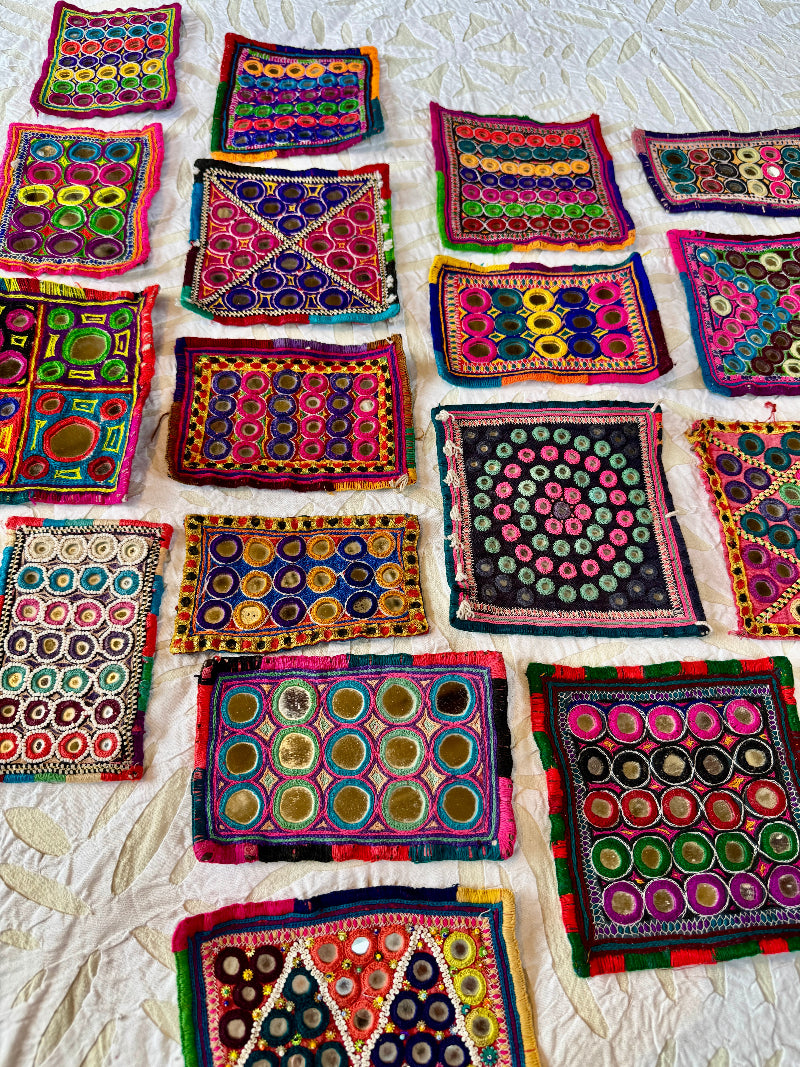 Square Gujarati Mirror Cloth Patch/Coasters