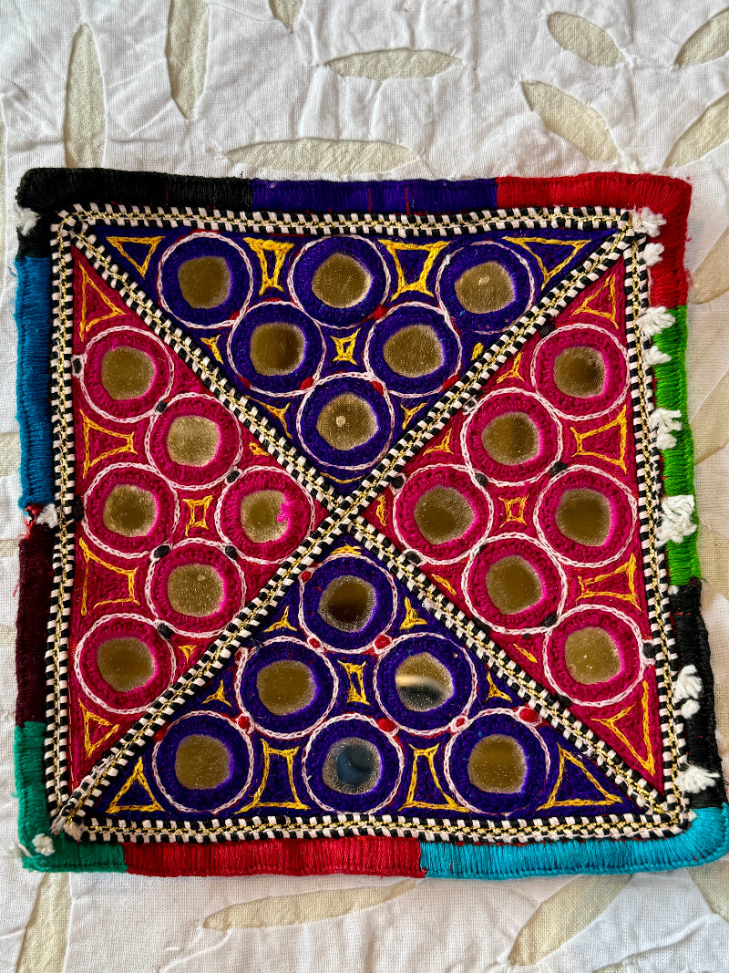 Square Gujarati Mirror Cloth Patch/Coasters