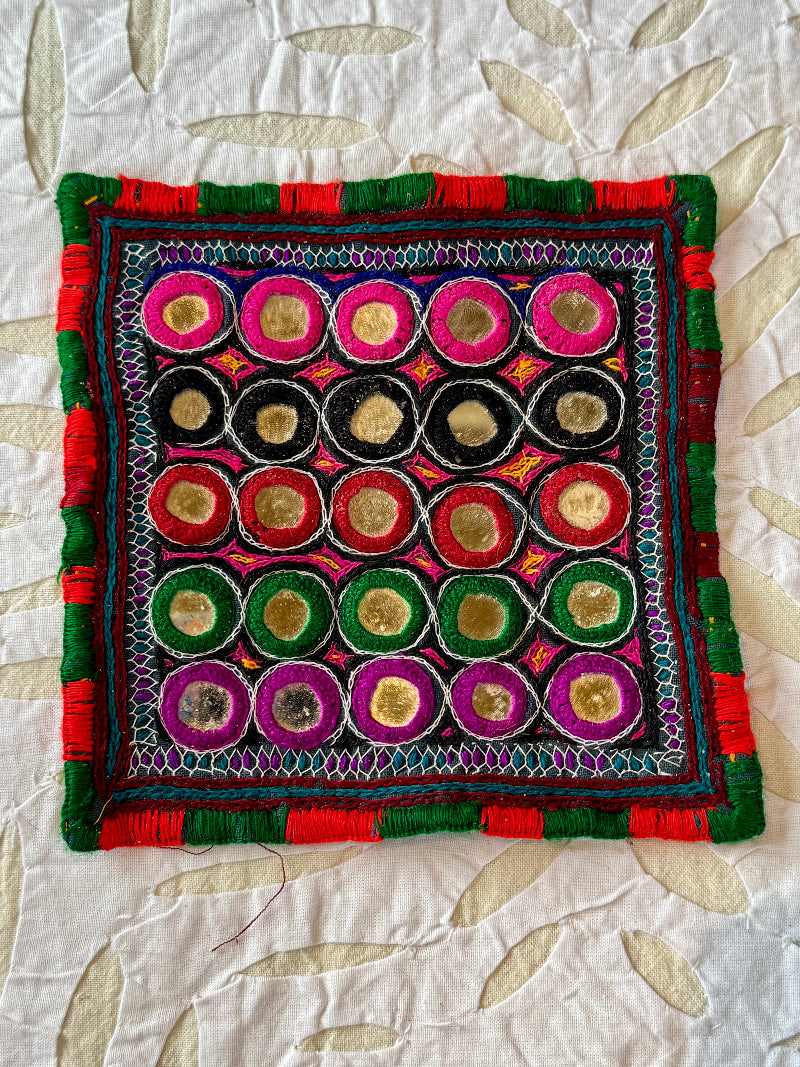 Square Gujarati Mirror Cloth Patch/Coasters
