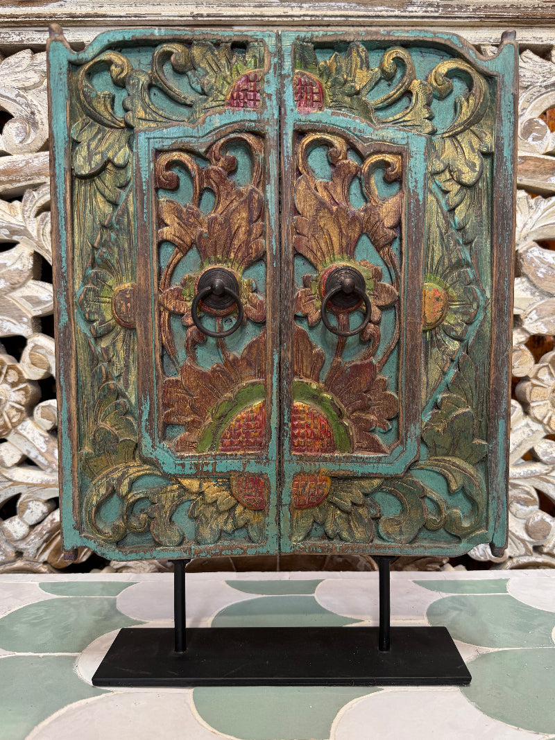 Small Painted Temple Door on Stand