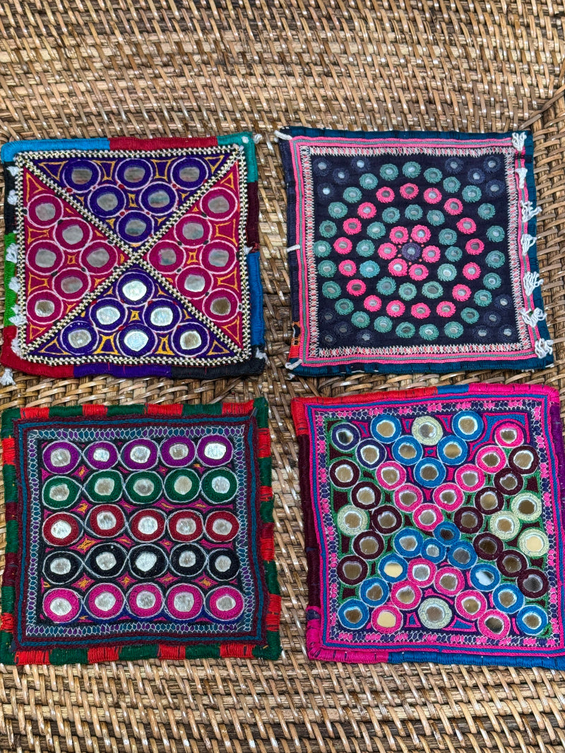 Square Gujarati Mirror Cloth Patch/Coasters