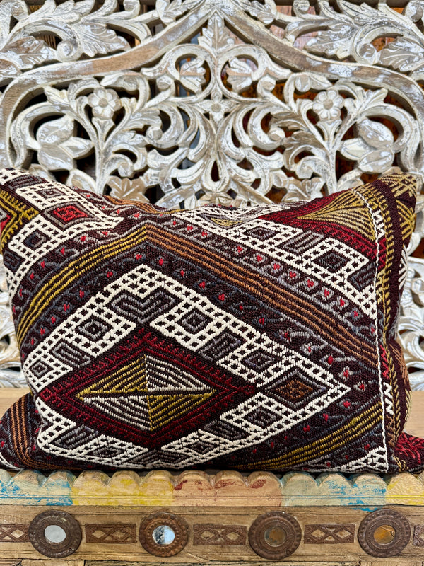 Turkish Cicim Kilim Lumbar Pillow