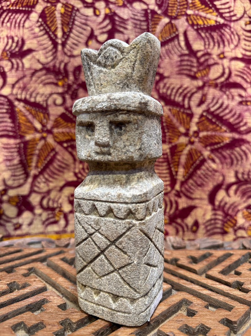 Primitive Stone Head with Crown