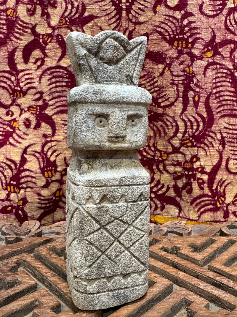 Primitive Stone Head with Crown