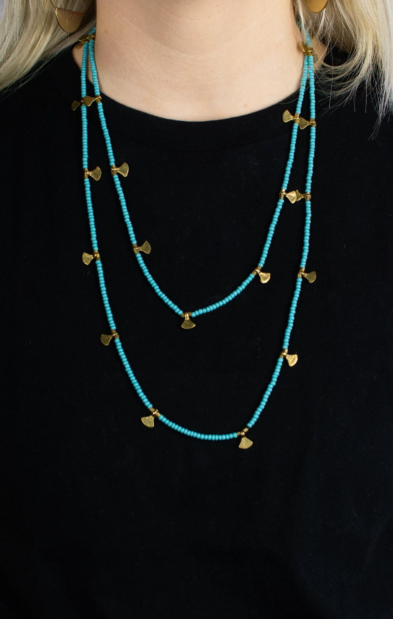 Beaded Strand Necklace - Turquoise