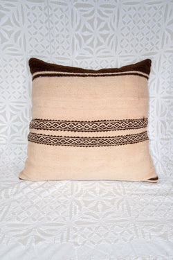 24" Moroccan Zanafi Kilim Neutral Stripe Pillow