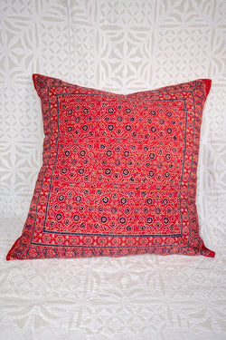 24" Red Ajrak Block Print Pillow