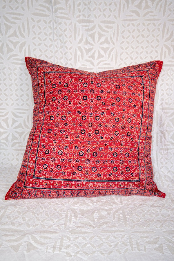 24" Red Ajrak Block Print Pillow