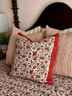 Block Print Kantha Pillow in Warm Tones Tierra del Lagarto