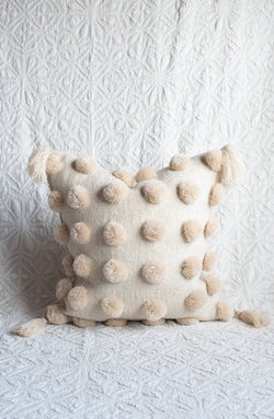 Handwoven Chiapas Pompom Pillow Tierra del Lagarto