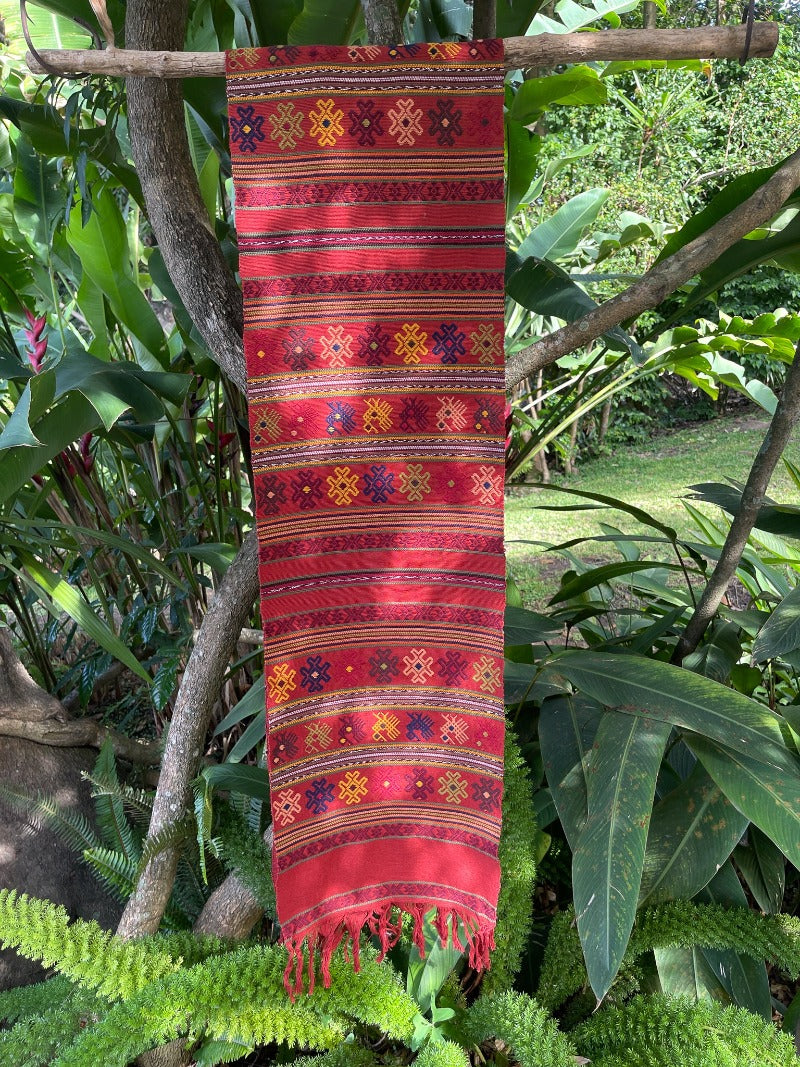 Handwoven Guatemalan Terracotta Table Runner Tierra del Lagarto
