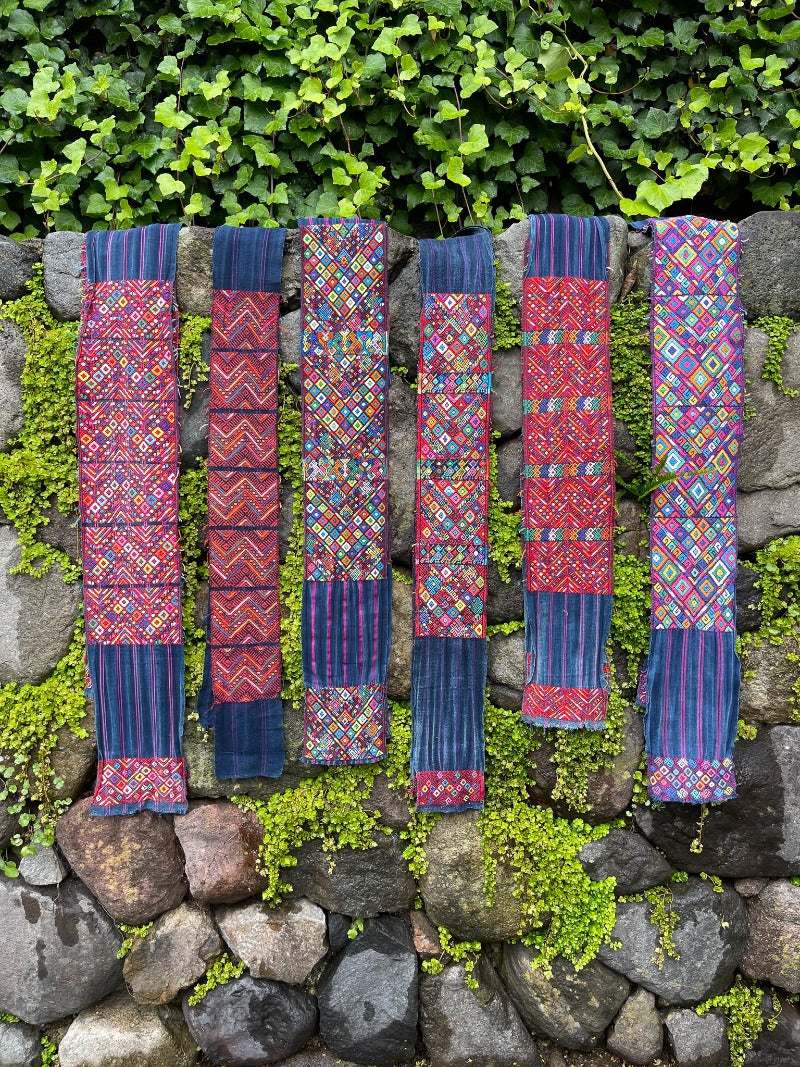 Long Faja Hand Embroidered Nahuala Guatemalan Belt Tierra del Lagarto