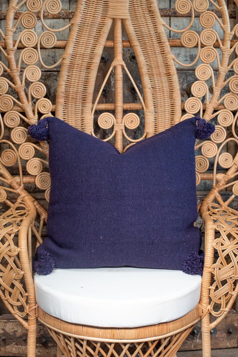 Moroccan Pompom Pillow Purple Tierra del Lagarto