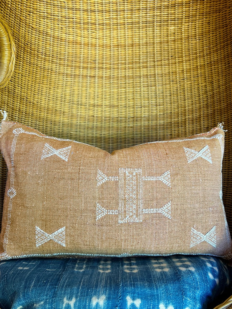 Moroccan Sabra Lumbar Pillow Deep Apricot Tierra del Lagarto