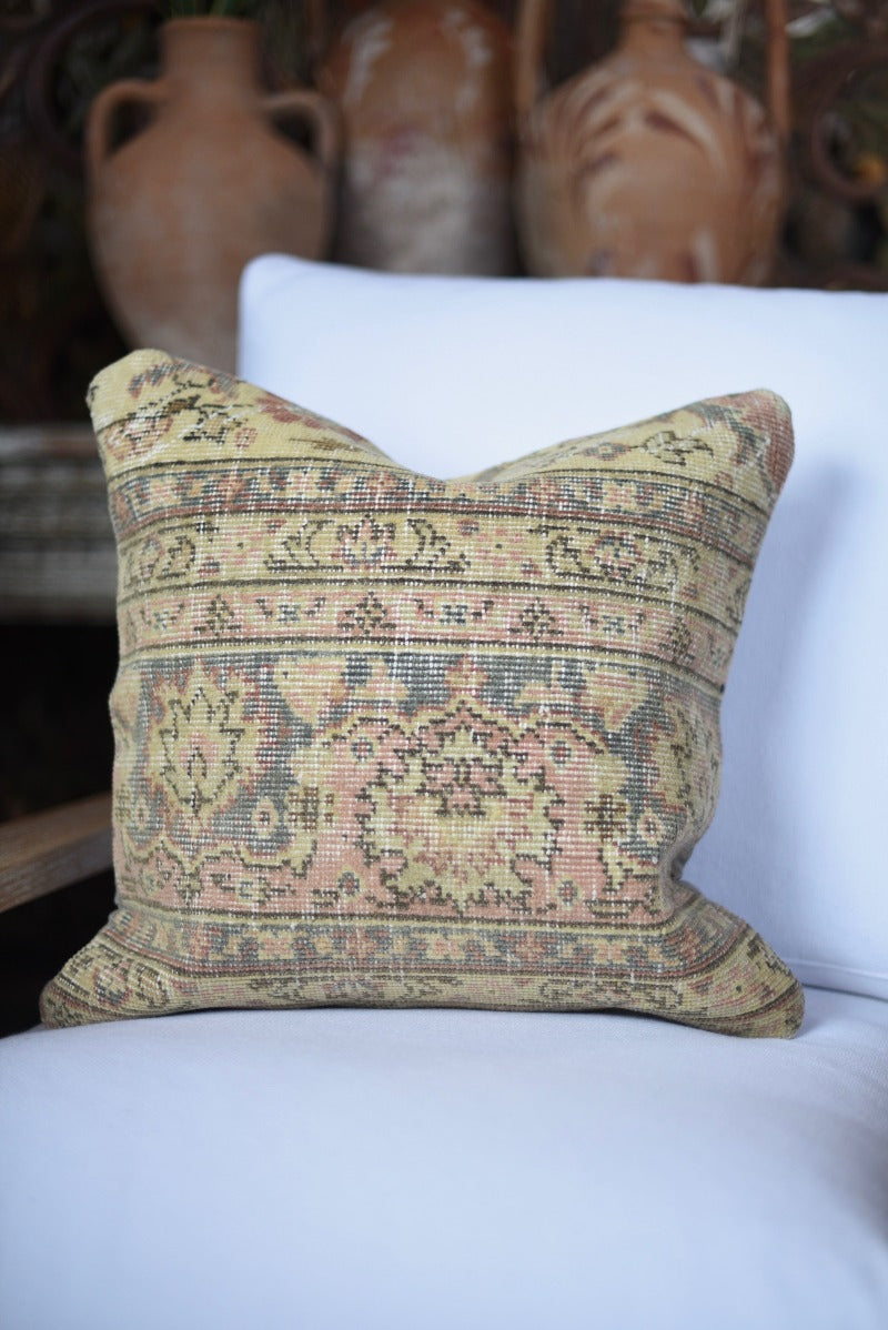 Neutral Vintage Turkish Carpet Pillow Tierra del Lagarto