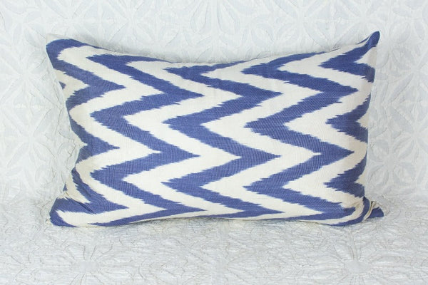Silk Ikat Lumbar Pillow in Zig Zag Tierra del Lagarto