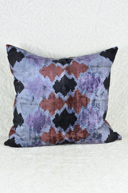 Silk Velvet Ikat Pillow in deep Purple and Indigo Tierra del Lagarto