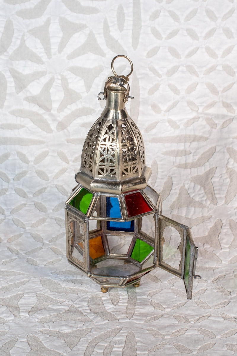 Small Silver Moroccan Glass Lantern Tierra del Lagarto