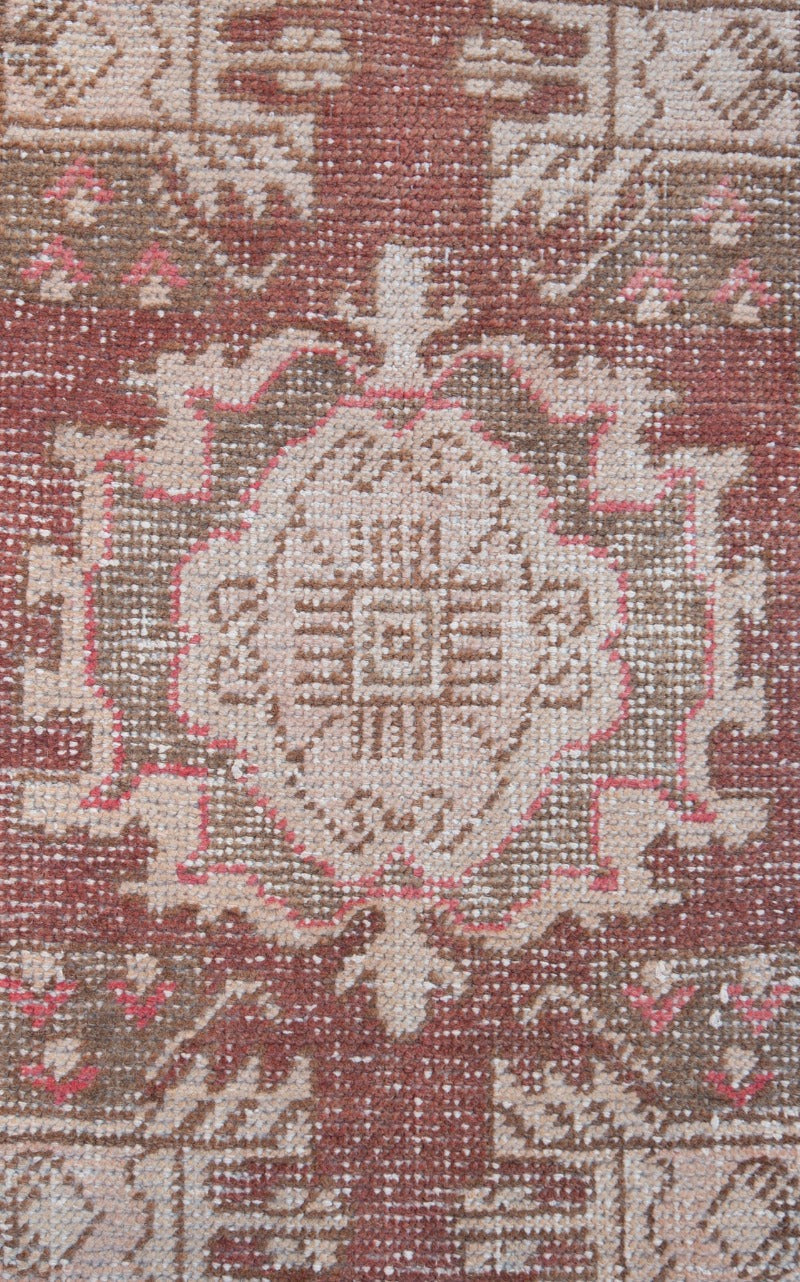 Small Vintage Antiqued Turkish Carpet Tierra del Lagarto