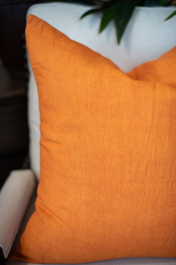 Tangerine Linen Pillow Tierra del Lagarto