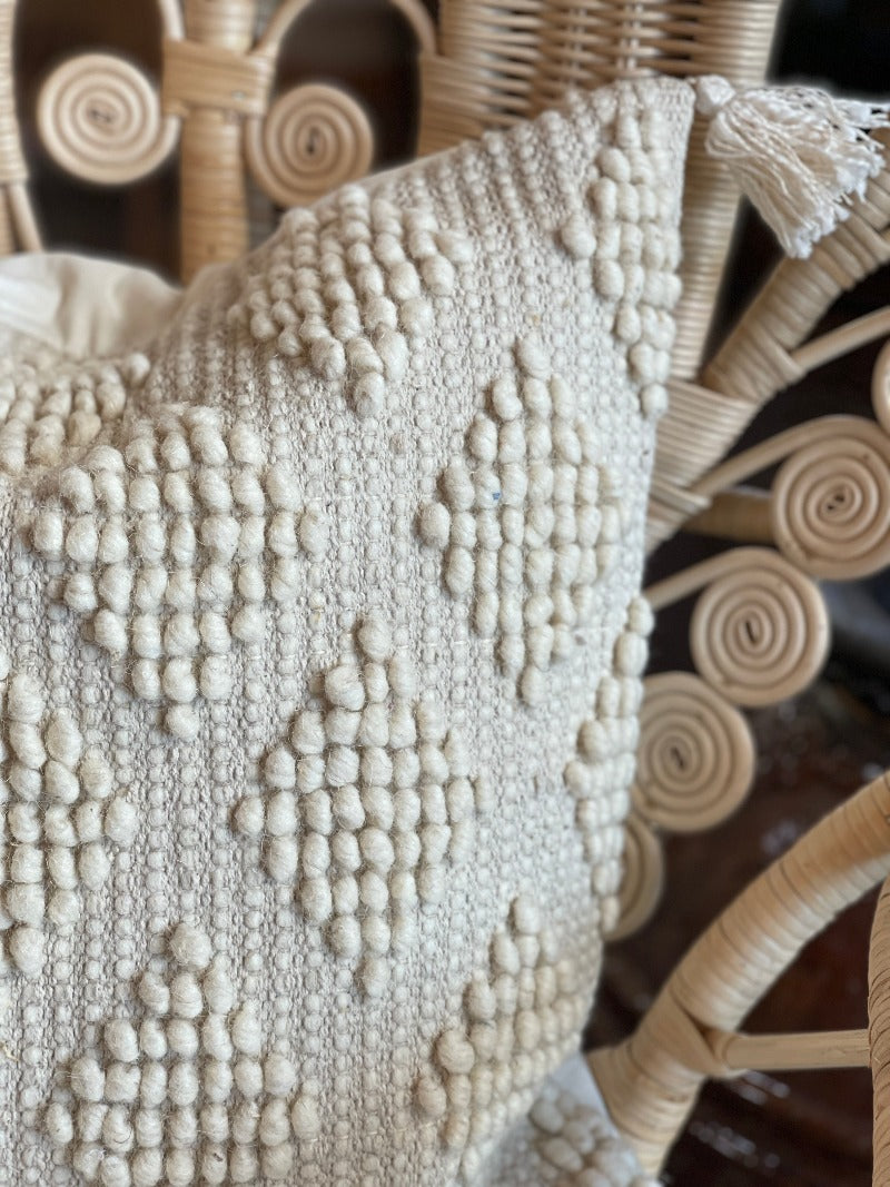 Textural Wool and Cotton Diamond Pillow Tierra del Lagarto