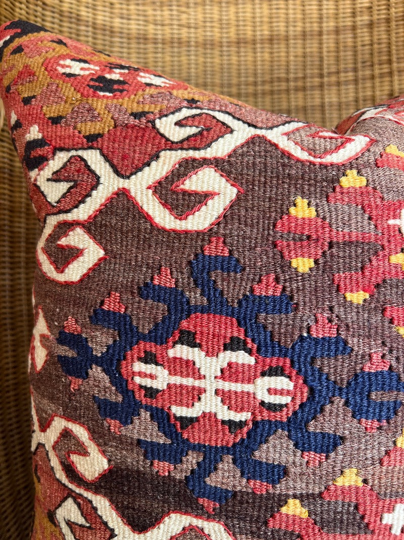 Turkish Kilim Pillow with Earth Tones Tierra del Lagarto