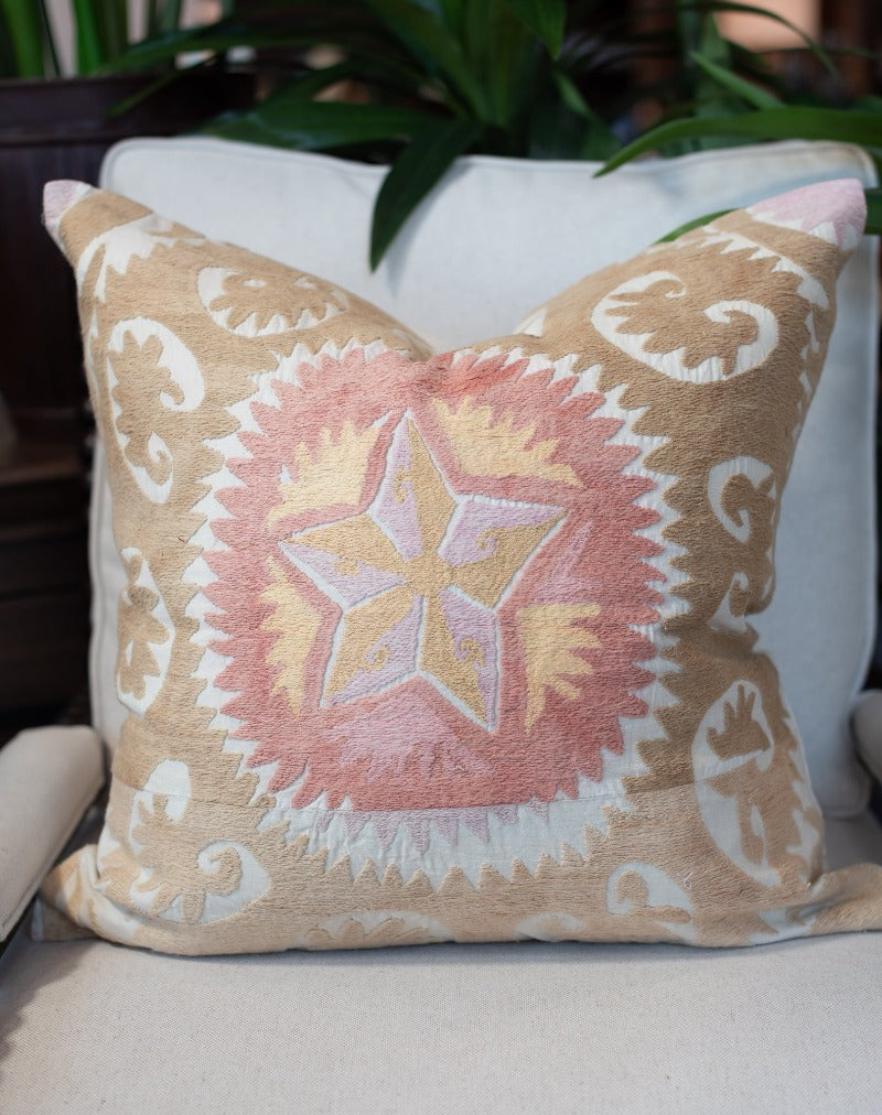 Vintage Blush Suzani Pillow