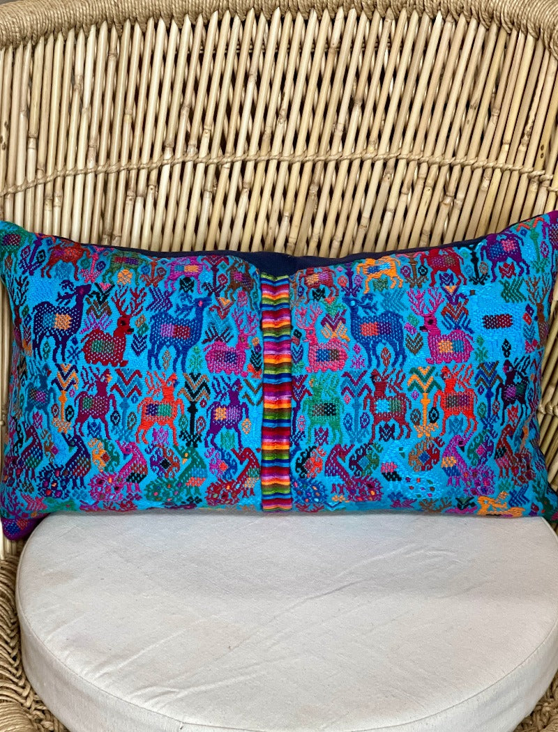 Vintage Huipil Pillow Turquoise Tierra del Lagarto
