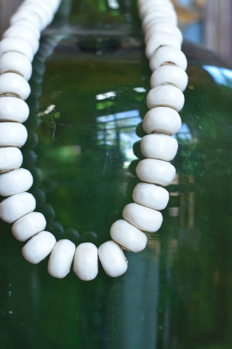 Saucer White Bone Beads